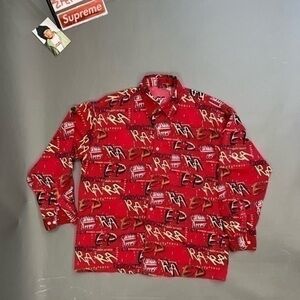PUBLIC ACCESS NYC Allover Graphic Spell Out Logo Print Button Down Shirt